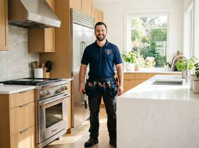 Appliance Repair Hero technician in a Bairdford, PA kitchen after an appliance repair